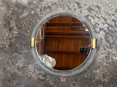 Mid Century Italian Round Murano Wall Mirror 1960s