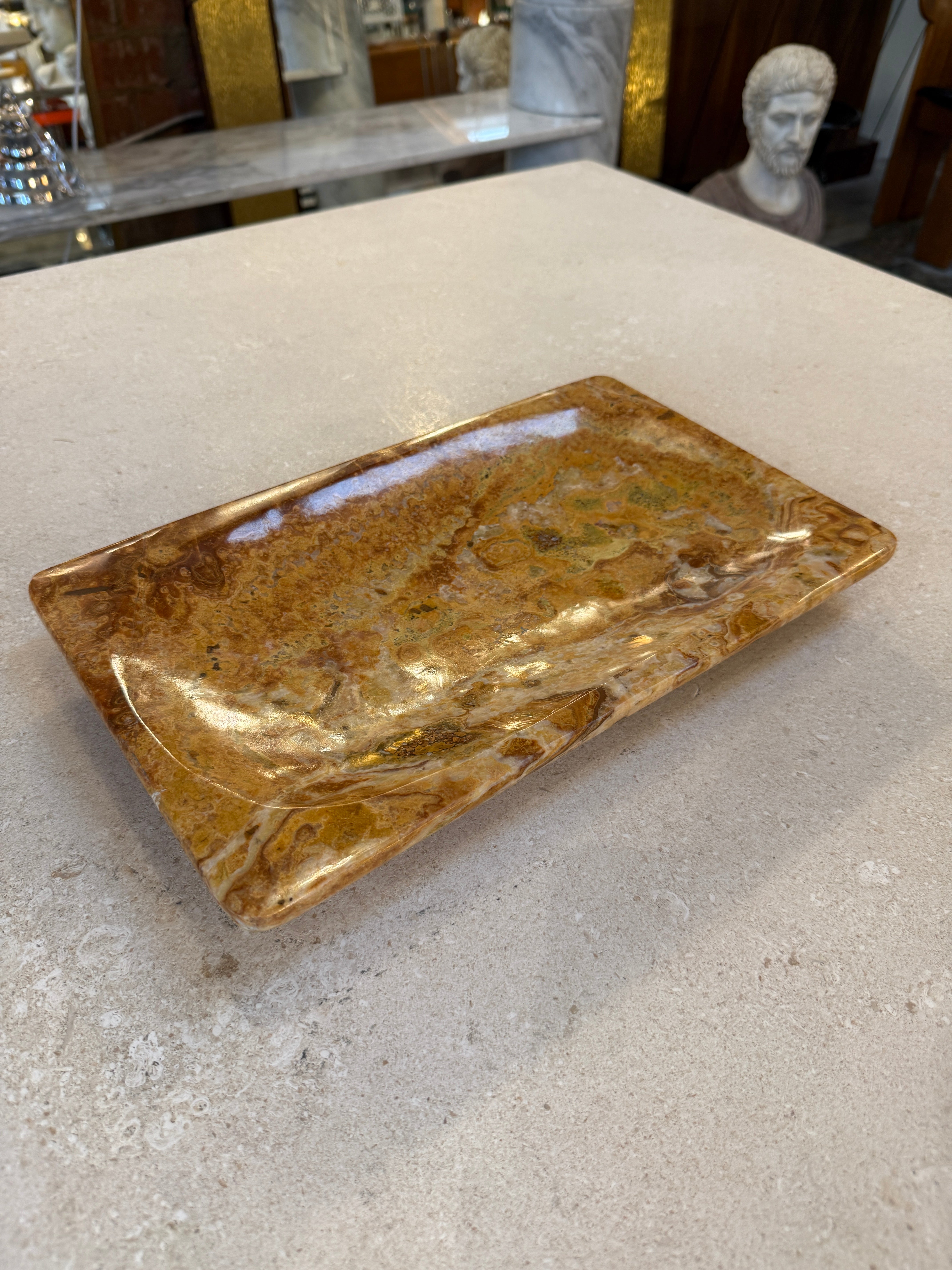 Italian Mid-Century Polished Marble Tray, 1970s