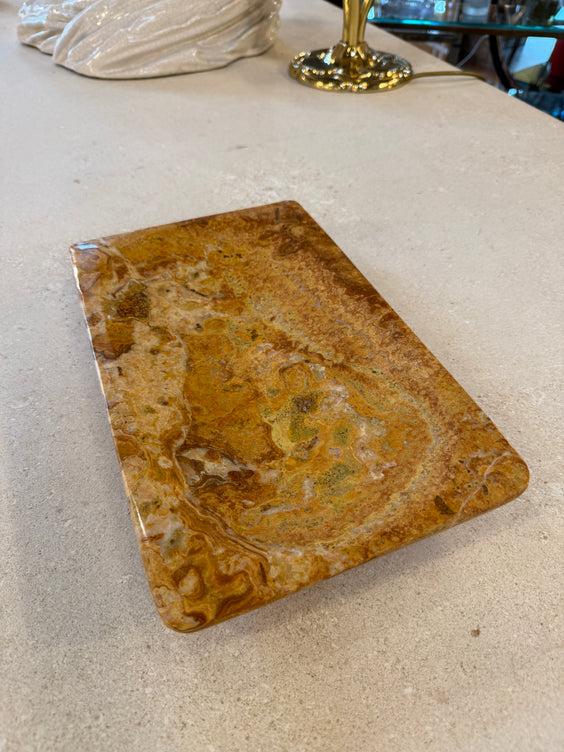 Italian Mid-Century Polished Marble Tray, 1970s