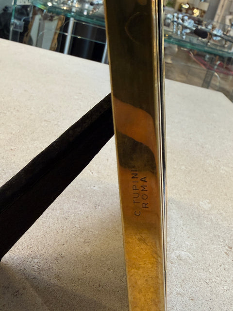 Italian Polished Brass Geometric Picture Frame, 1970s