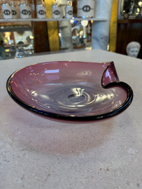 Murano Amethyst Glass Bowl with Folded Rim, Italy 1960s