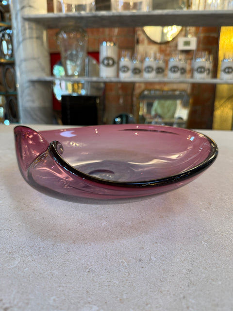 Murano Amethyst Glass Bowl with Folded Rim, Italy 1960s