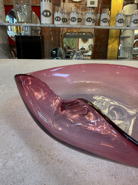 Murano Amethyst Glass Bowl with Folded Rim, Italy 1960s
