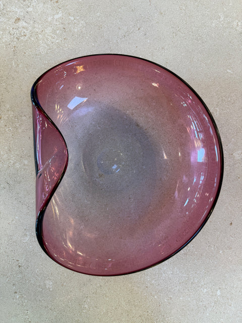Murano Amethyst Glass Bowl with Folded Rim, Italy 1960s
