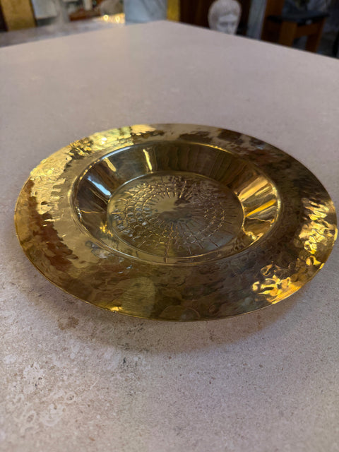 Italian Hammered Brass Centerpiece Bowl, 1970s