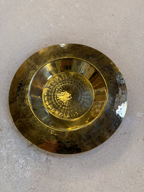 Italian Hammered Brass Centerpiece Bowl, 1970s