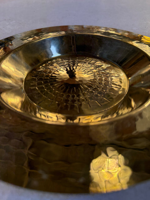 Italian Hammered Brass Centerpiece Bowl, 1970s