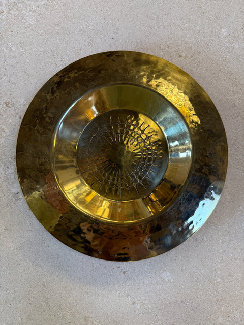 Italian Hammered Brass Centerpiece Bowl, 1970s
