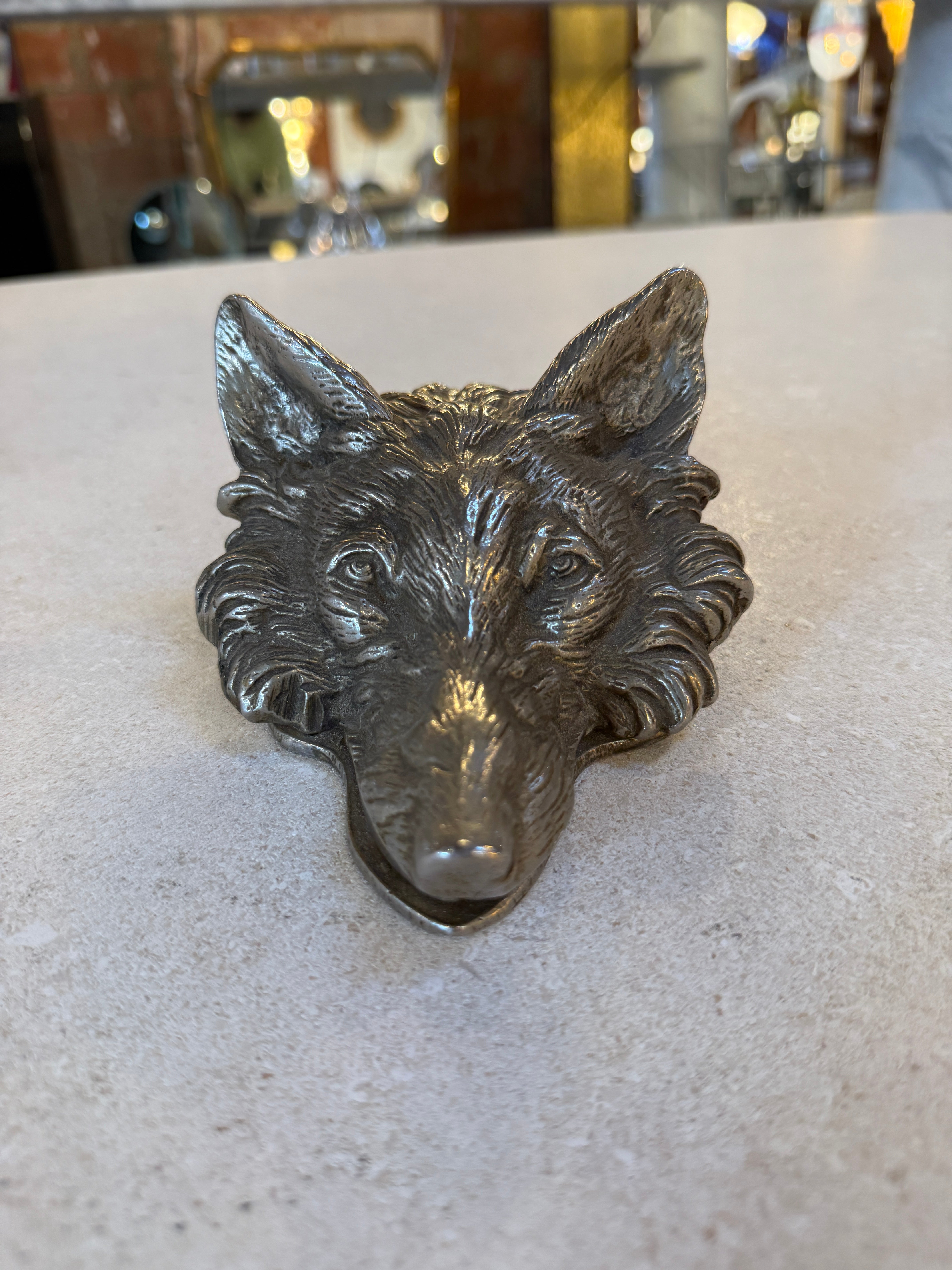 Vintage Silver-Tone Fox Head Paper Clip, Desk Accessory