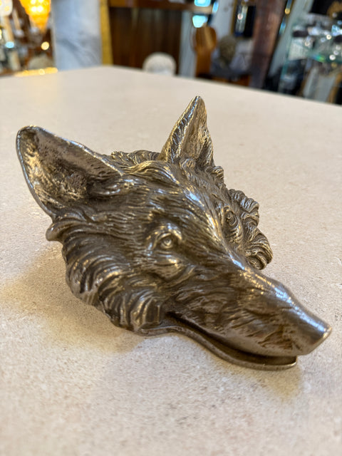 Vintage Silver-Tone Fox Head Paper Clip, Desk Accessory