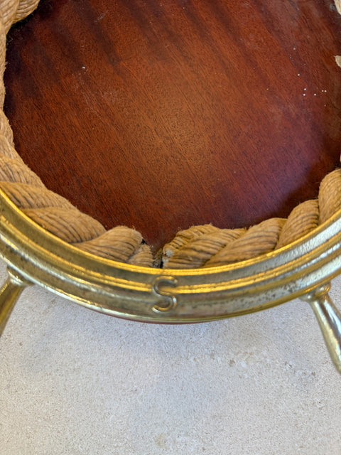 Nautical Ship Wheel Brass and Rope Catchall, 1970s