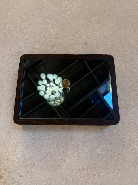 Italian Mid-Century Wood and Mirrored Box with Brass Knob, 1960s