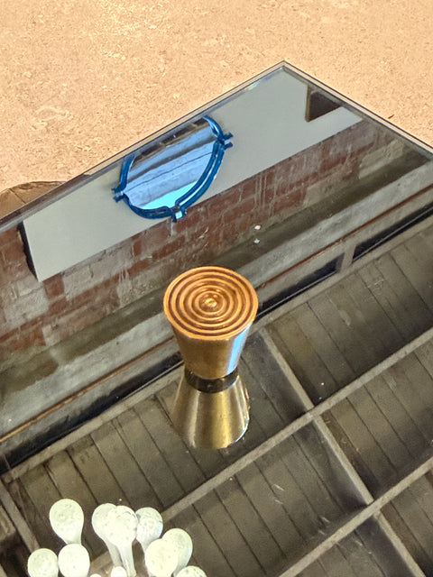 Italian Mid-Century Wood and Mirrored Box with Brass Knob, 1960s