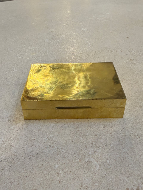 Mid-Century Italian Hammered Brass Box with Sliding Lid
