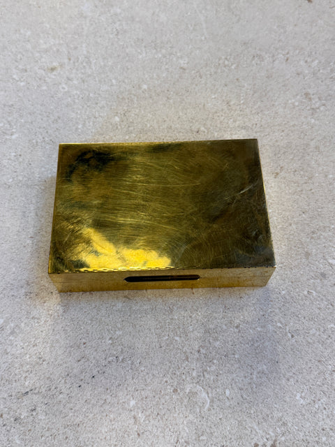 Mid-Century Italian Hammered Brass Box with Sliding Lid