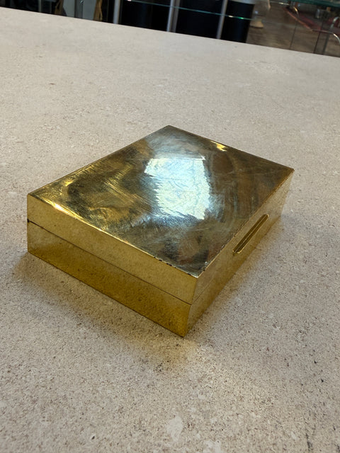 Mid-Century Italian Hammered Brass Box with Sliding Lid