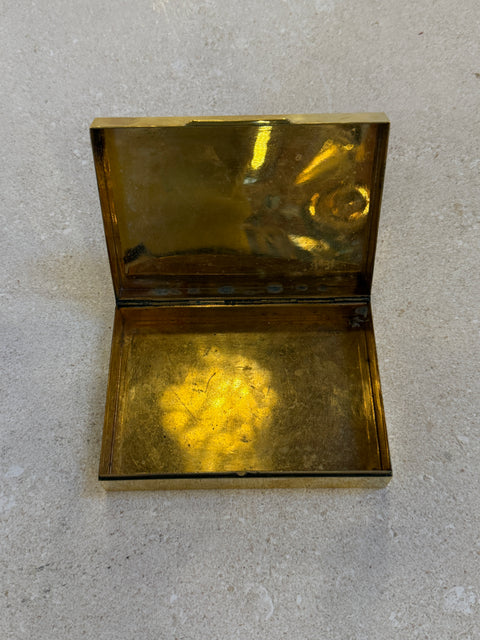 Mid-Century Italian Hammered Brass Box with Sliding Lid