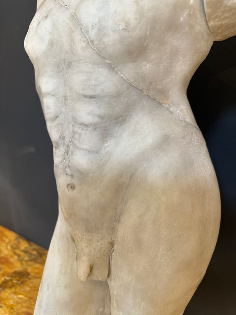 Manly Roman Torso in Carrara marble. Italy 19th