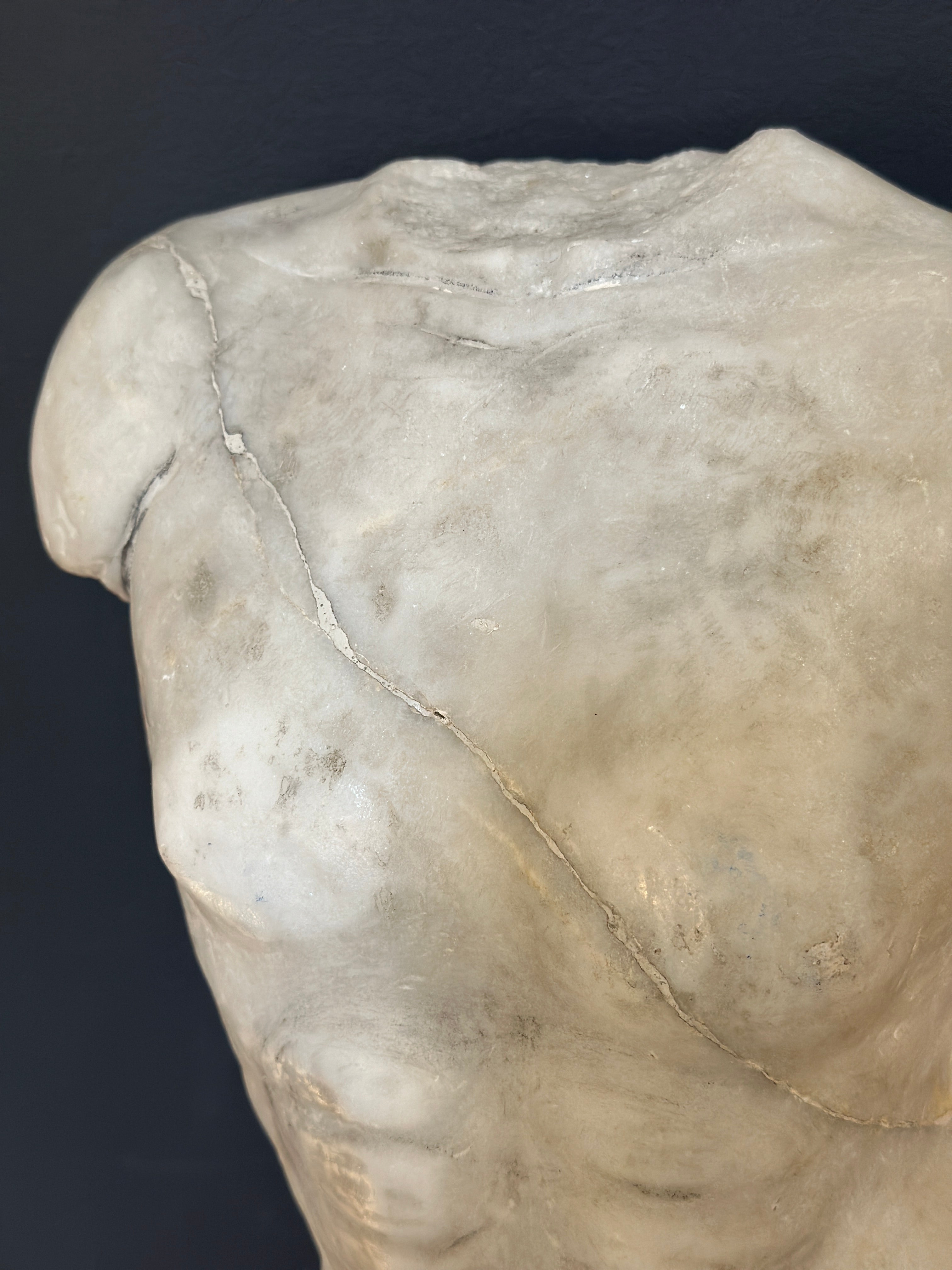 Manly Roman Torso in Carrara marble. Italy 19th