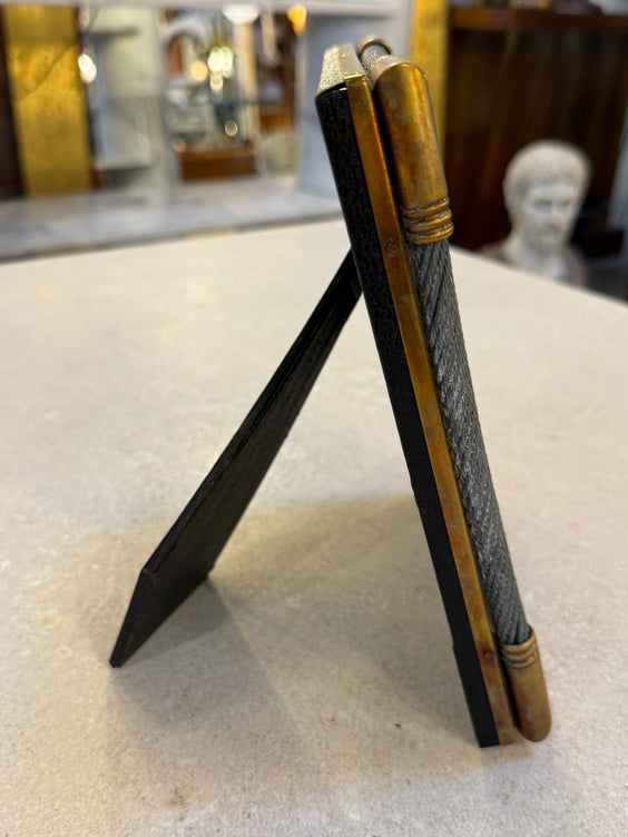 Vintage Italian Brass Photo Frame with Steel Cable Detail, 1970s