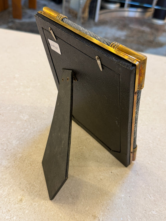 Vintage Italian Brass Photo Frame with Steel Cable Detail, 1970s