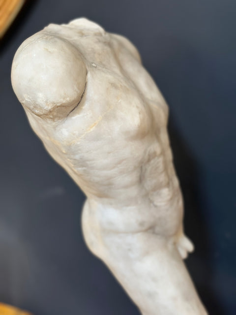 Manly Roman Torso in Carrara marble. Italy 19th