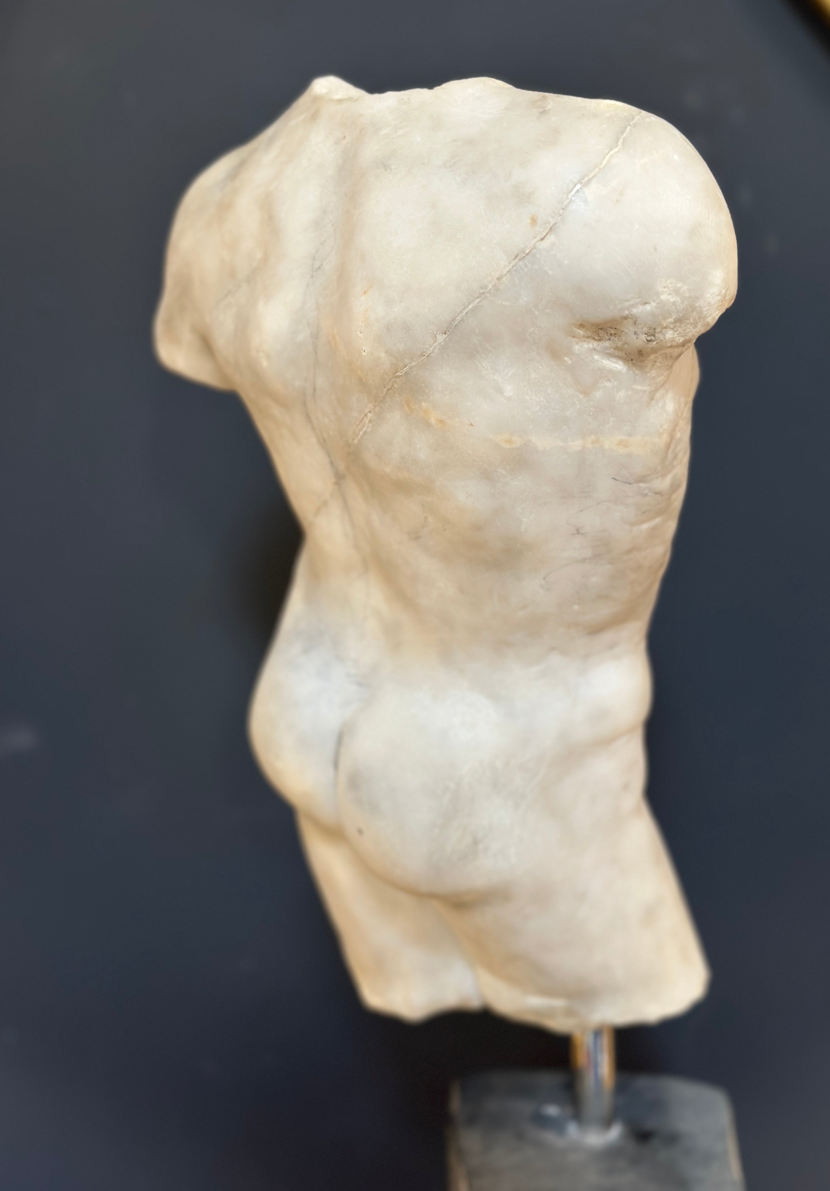 Manly Roman Torso in Carrara marble. Italy 19th