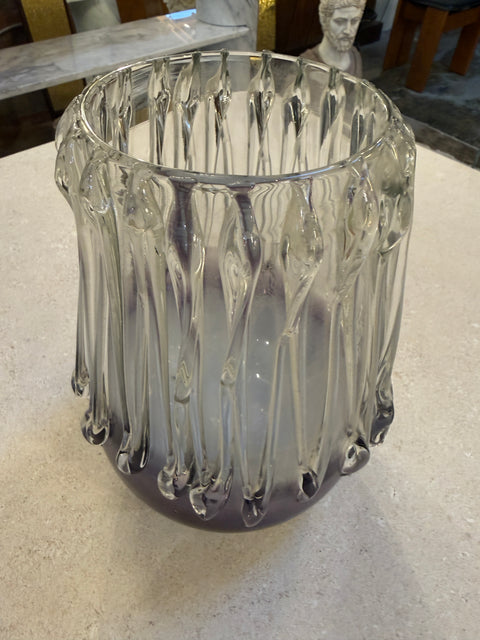 Italian Murano Glass Vase with Vertical Ridges, 1970s