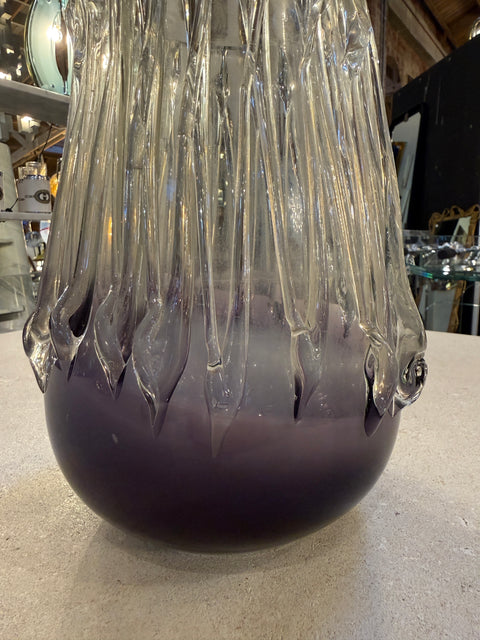 Italian Murano Glass Vase with Vertical Ridges, 1970s