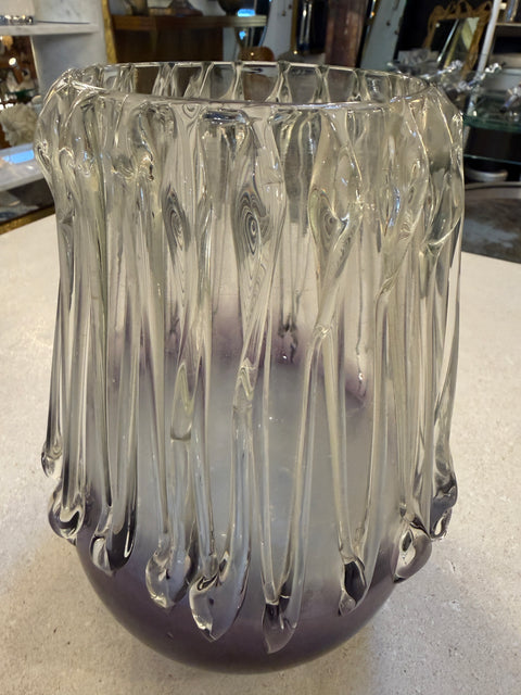 Italian Murano Glass Vase with Vertical Ridges, 1970s