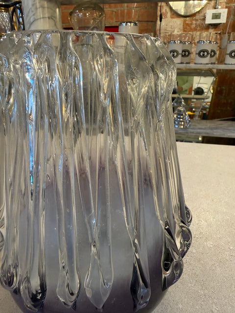 Italian Murano Glass Vase with Vertical Ridges, 1970s