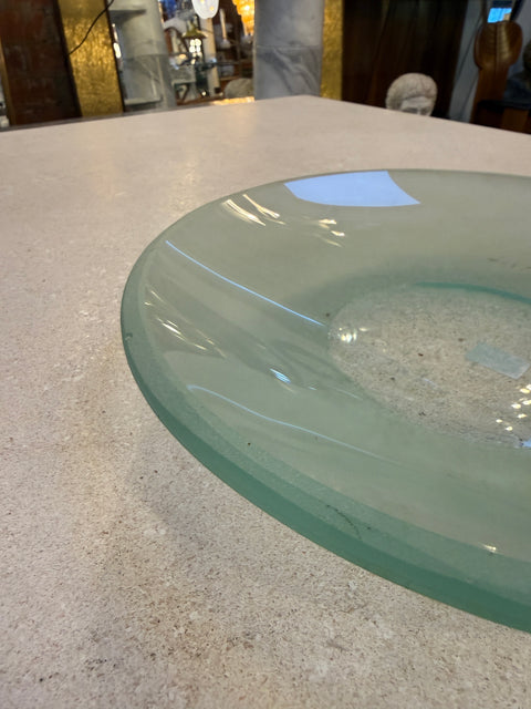 Italian Frosted Murano Glass Centerpiece Bowl, 1970s