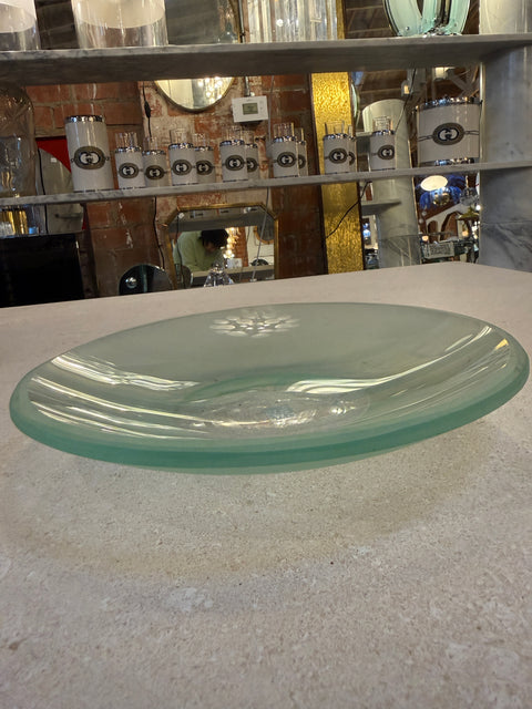 Italian Frosted Murano Glass Centerpiece Bowl, 1970s