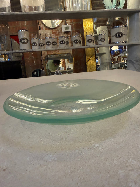 Italian Frosted Murano Glass Centerpiece Bowl, 1970s