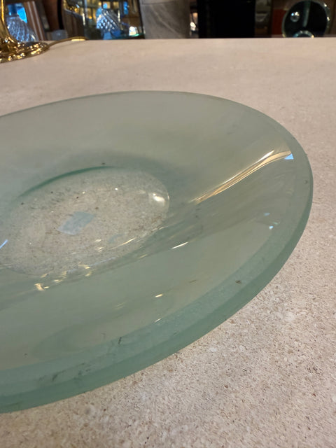Italian Frosted Murano Glass Centerpiece Bowl, 1970s
