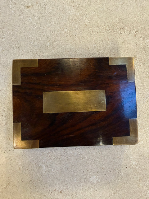 Mid-Century Wood Box with Brass Inlays, 1960s