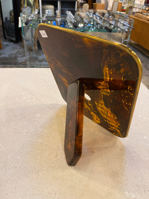 Mid-Century Tortoiseshell Lucite and Brass Picture Frame, 1970s