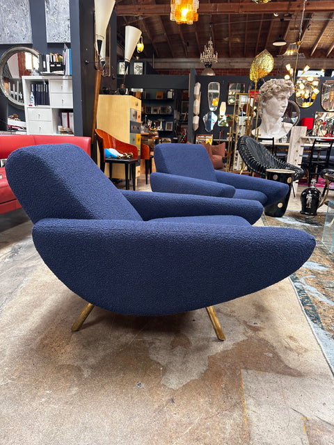 Pair of 2 Mid Century Italian Armchairs In Style of Zanuso 1960