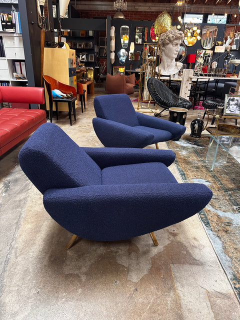 Pair of 2 Mid Century Italian Armchairs In Style of Zanuso 1960