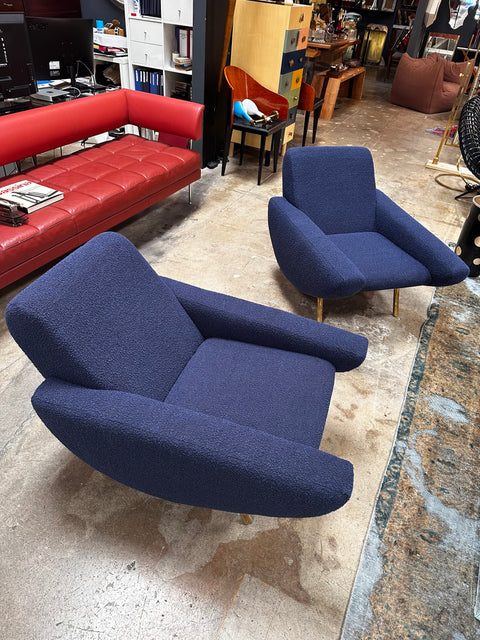 Pair of 2 Mid Century Italian Armchairs In Style of Zanuso 1960