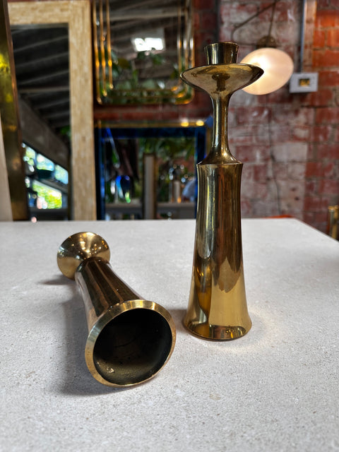 Pair of 2 Brass Candle Holders By Dan        1960