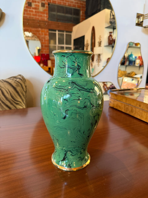 Italian Green Vase with Swirl Decoration, 1970s