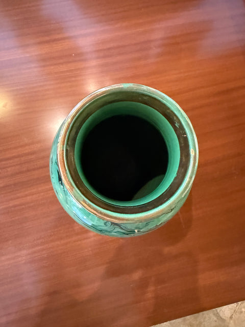 Italian Green Vase with Swirl Decoration, 1970s