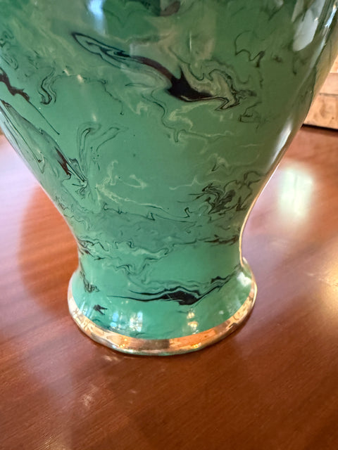 Italian Green Vase with Swirl Decoration, 1970s