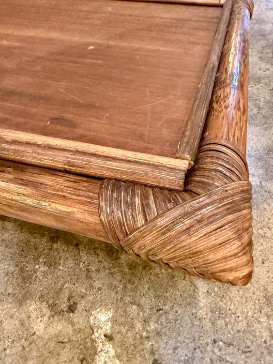 Bamboo Tray, Italy 70s, with green top