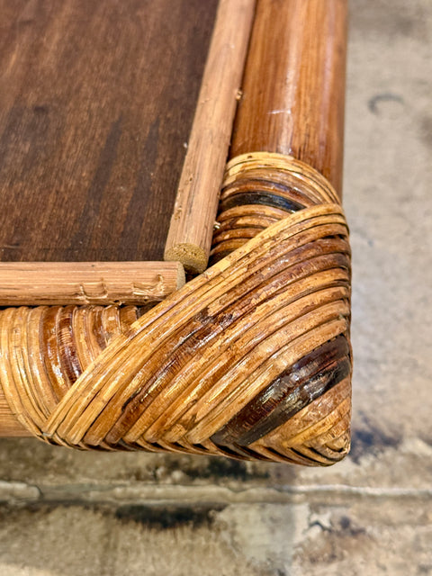 Bamboo Tray, Italy 70s, with burgundy top