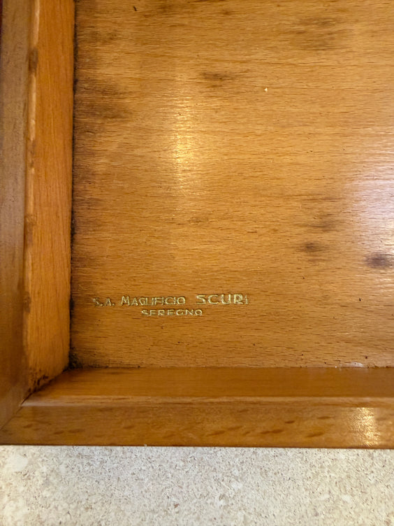 Vintage Italian Burl Wood and Brass Desk Box, 1950s