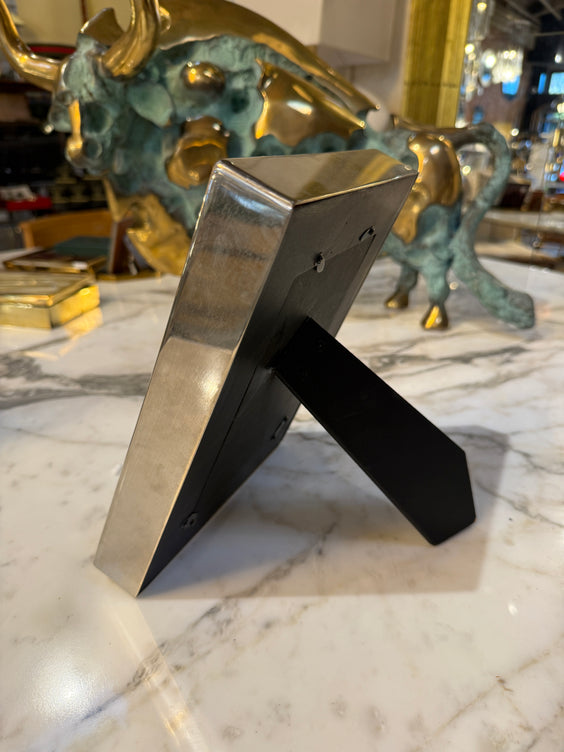 Italian Silvered Metal and Pony Hair Photo Frame, 1970s