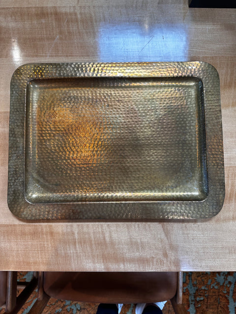 Vintage Italian Decorative Rectangular Brass Tray 1960s