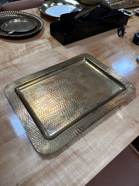 Vintage Italian Decorative Rectangular Brass Tray 1960s